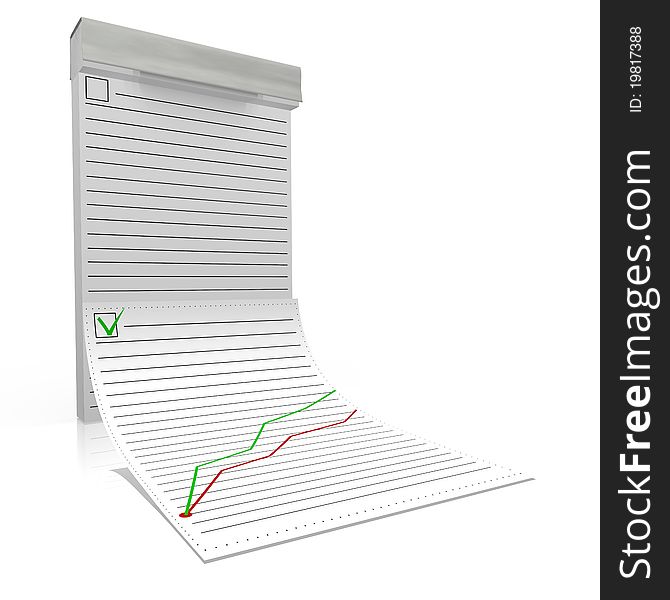 The notebook with the diagram is isolated on a white background.