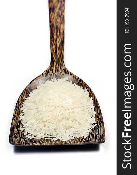 Rice In Wooden Spoon