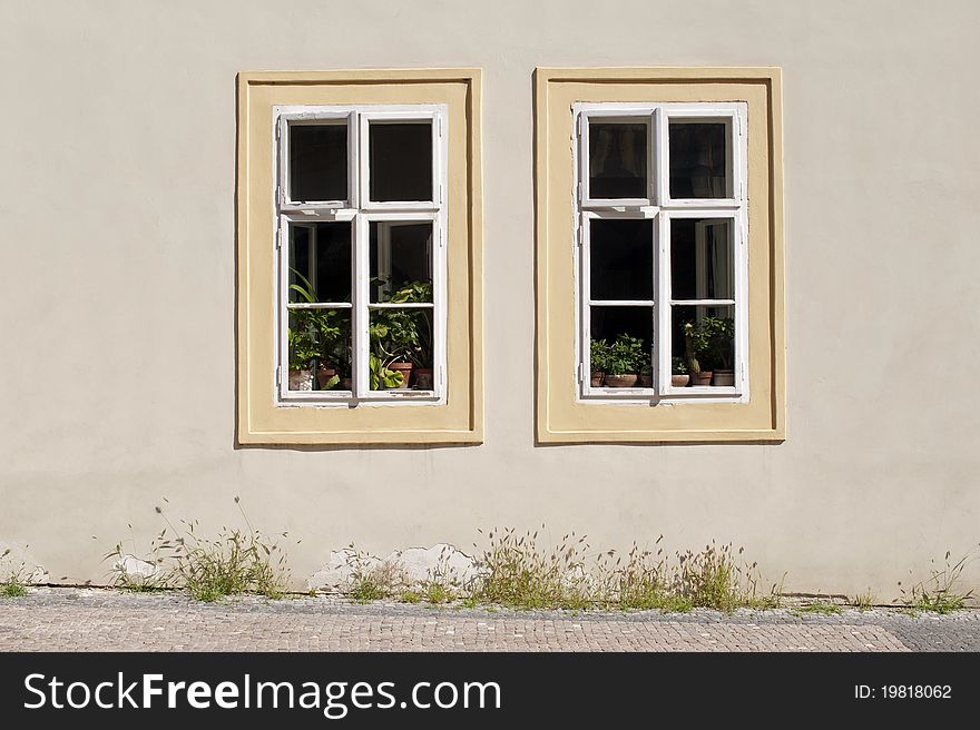 Historic home with two windows. Historic home with two windows