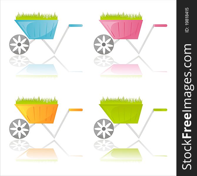 Set of 4 colorful garden wheelbarrows