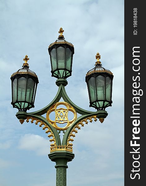 Street lamp on Westminster Bridge, London, Uk