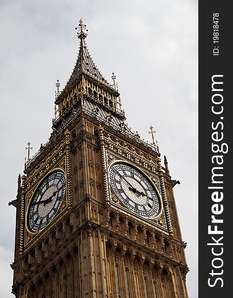 Clock tower at the Houses of Parliament, London, UK. Clock tower at the Houses of Parliament, London, UK