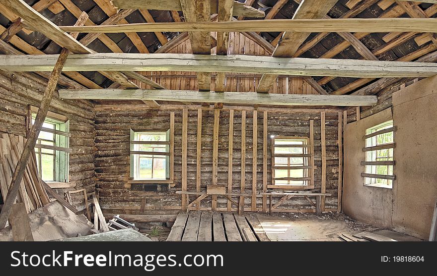 A panorama of abandoned hdr house in village. A panorama of abandoned hdr house in village