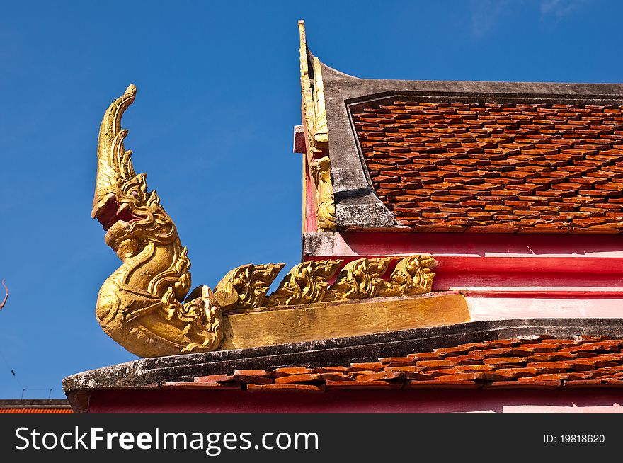 Thai style statue of temple ridge roof. Thai style statue of temple ridge roof