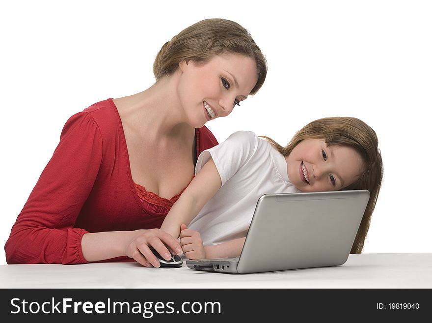 Mum and daughter with laptop