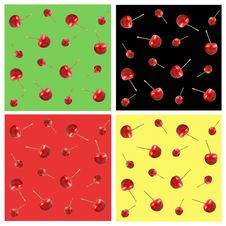 Cherry, Seamless Pattern Set Royalty Free Stock Images