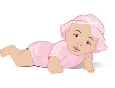 A Baby Girl Lying On Her Stomach Royalty Free Stock Photography