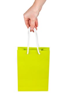 Hand With Green Bag Royalty Free Stock Photos