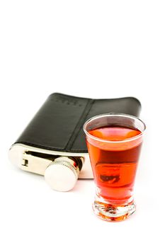 Flask And Vodka Royalty Free Stock Image Flask And Vodka Royalty Free Stock Image