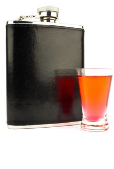 Flask And Vodka Royalty Free Stock Photography Flask And Vodka Royalty Free Stock Photography