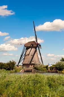 Windmill Landscape At Kinderdijk The Netherlands Stock Photo