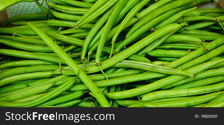 Fresh French Green Beans In Market stand