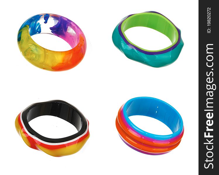 Set of colorful bracelets isolated on white