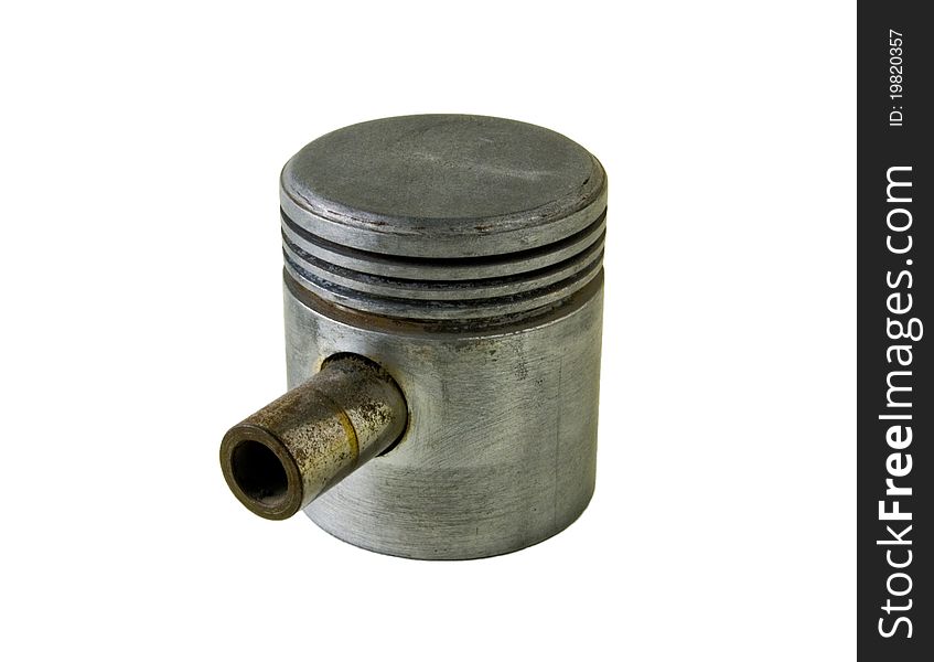 Old car piston 500cc whit white background