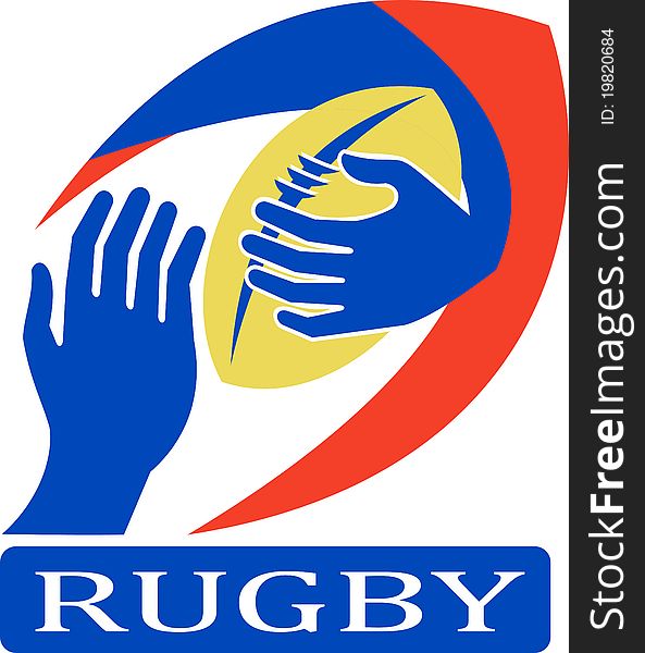 Rugby Ball With Hands Holding