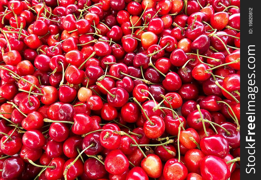 Cherry, group of red fresh cherries also can use as background