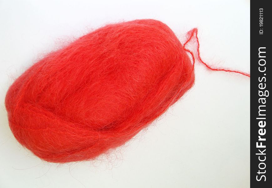 Skein of wool yarn for knitting red