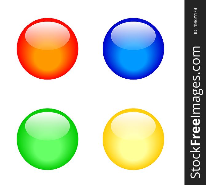 Four colors of 3d buttons