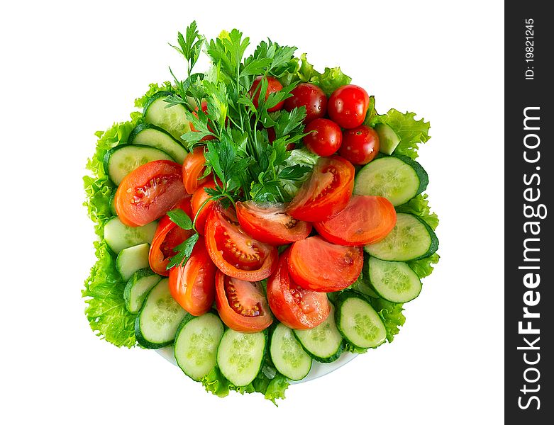 Fresh, sliced â€‹â€‹vegetables on a plate. Fresh, sliced â€‹â€‹vegetables on a plate