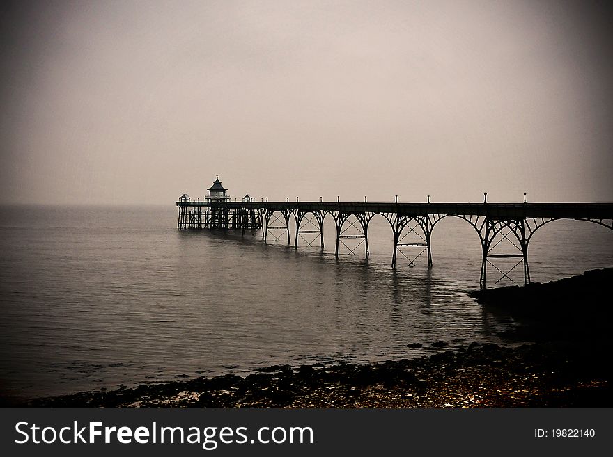 Atmospheric shot of Clevedon Pier, near Bristol, England