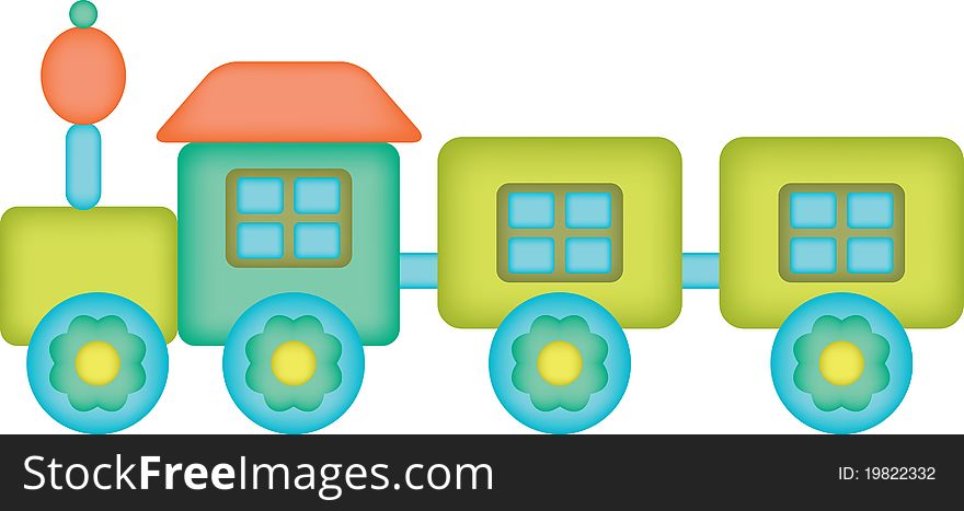 Cute kid's train, isolated