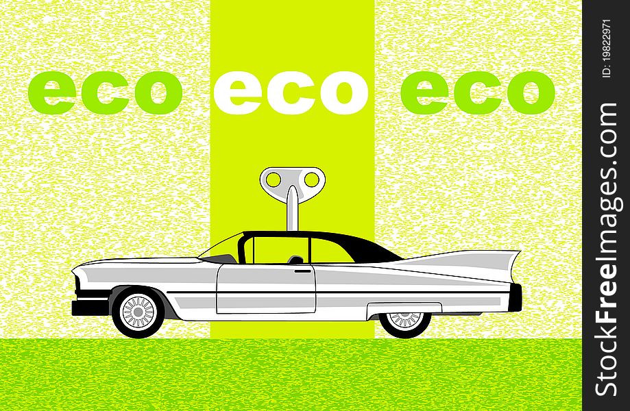 Car on a green background