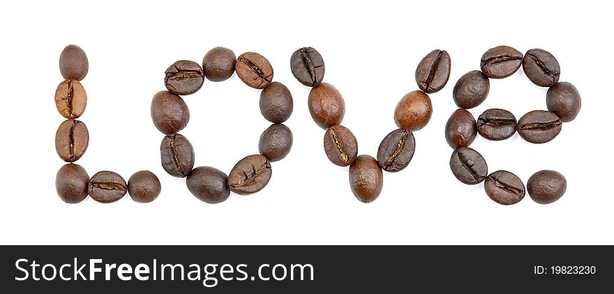 Word Love Written With Coffee Beans