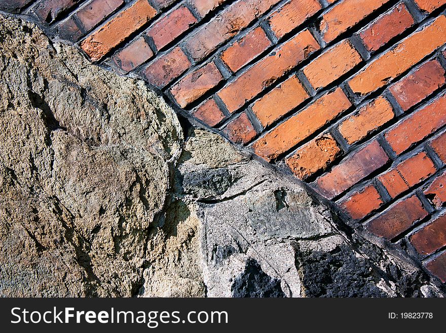 Bricks And Rock Wall