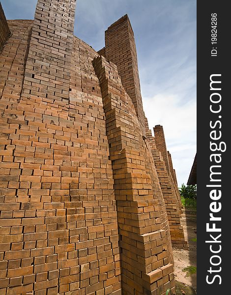 The construction of brick kiln.