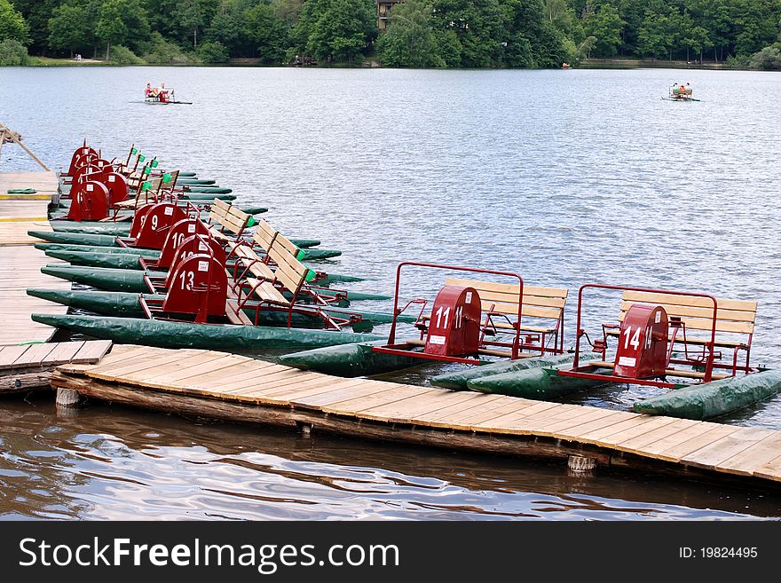 Pedal boat on lake slovakia