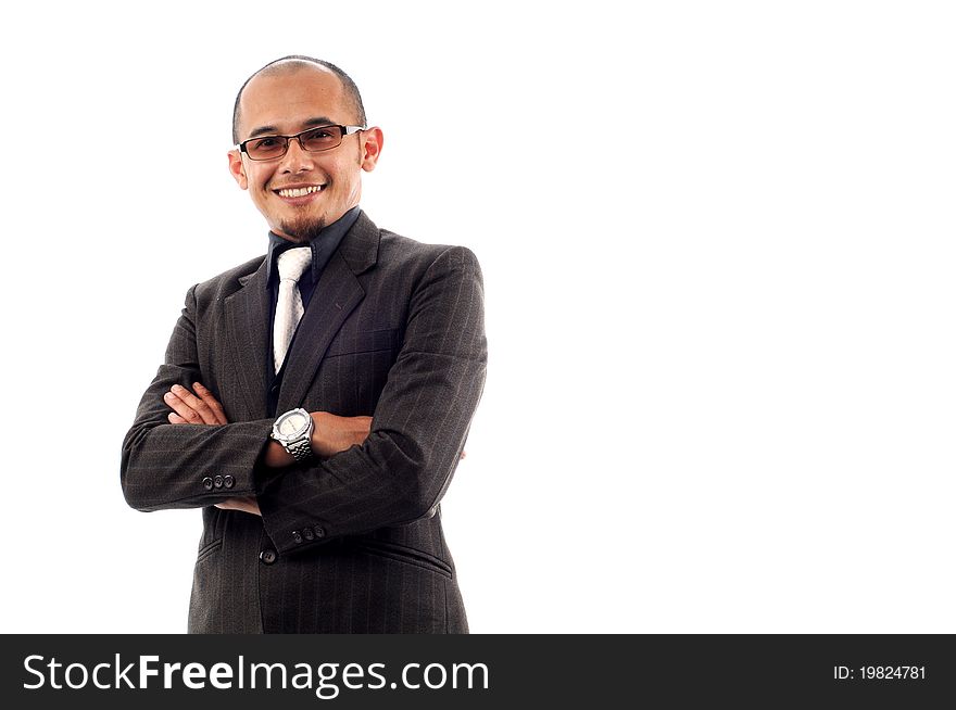 Businessman smile with confident isolated white background