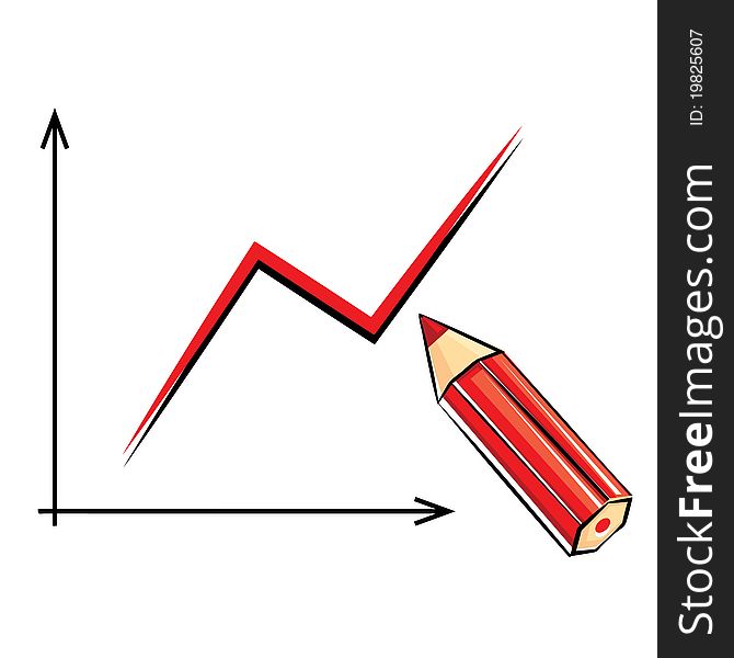 Illustration of red pencil and graph
