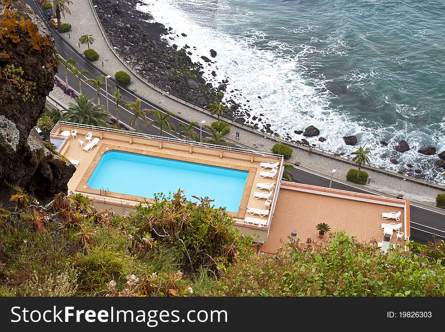 Swimming pool on top of a resort. Swimming pool on top of a resort