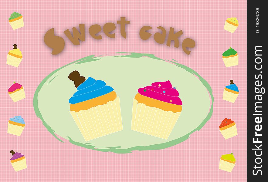 Sweet cupcakes drawing and text colors