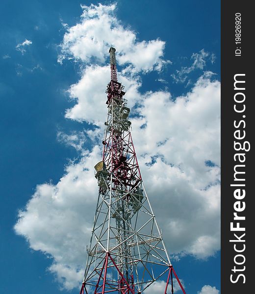 A tv mast seen up from down