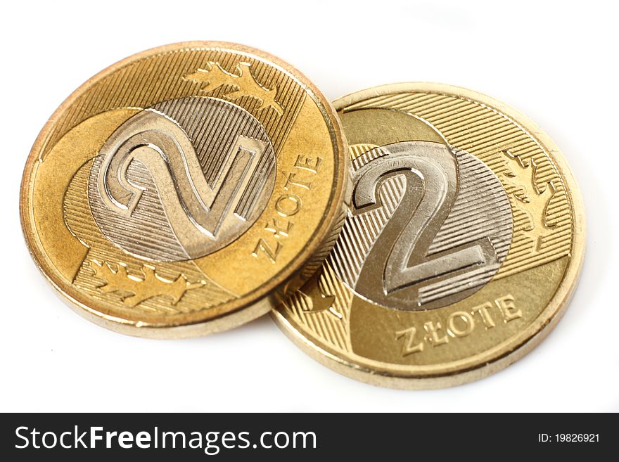 Two coins isolated on a white background. Two coins isolated on a white background