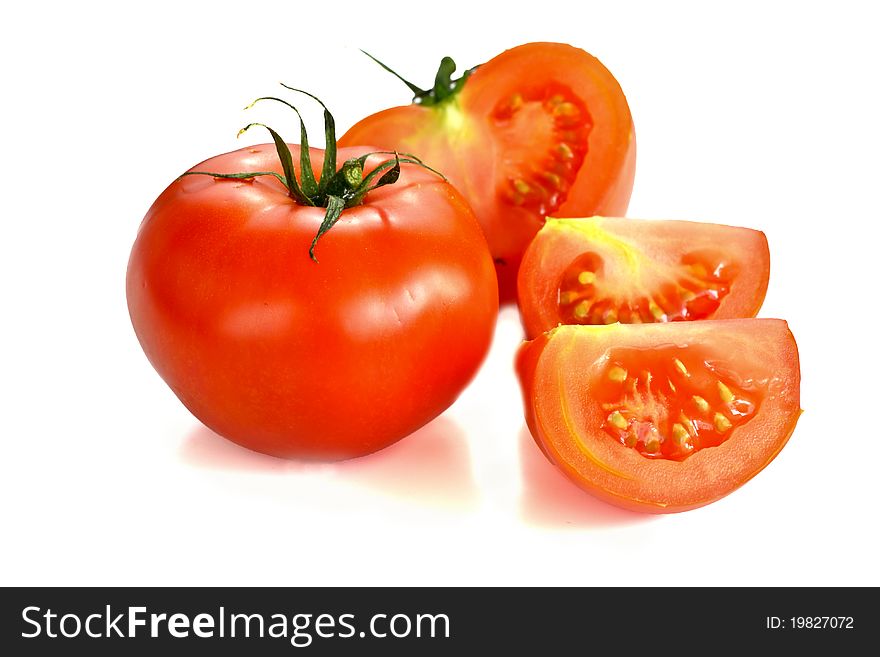 Isolatef tomato on a white background. Isolatef tomato on a white background