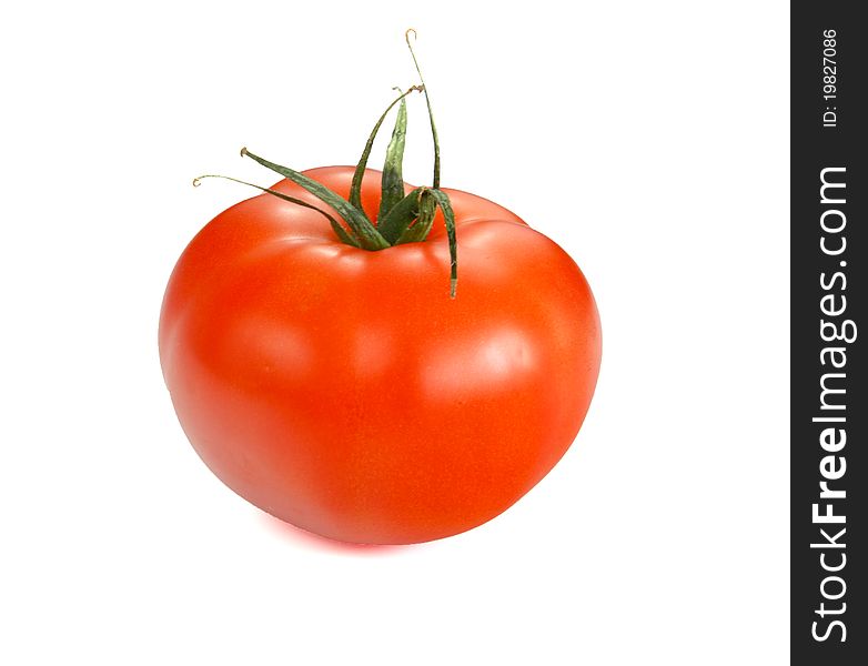 Isolated tomato o a white background.