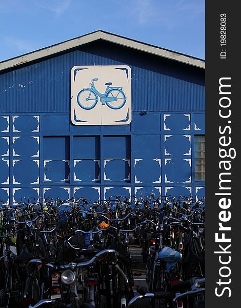 View of the bicycle parking at the station of delft.