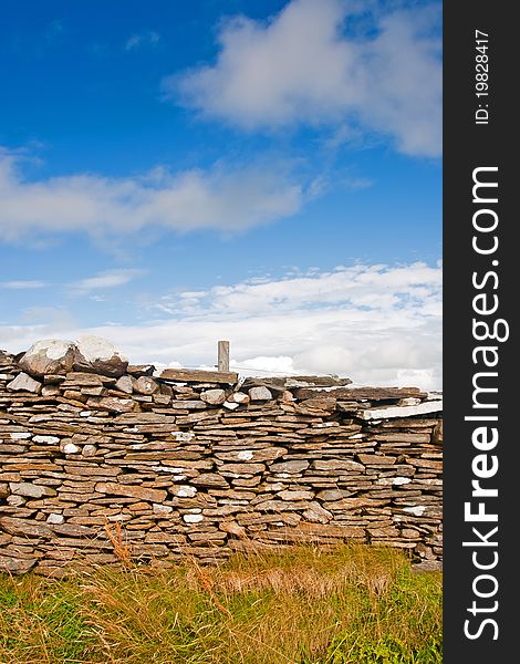 Stone wall on the farm in Ireland