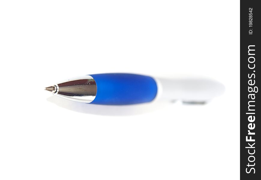 Blue pen on a white background