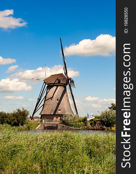 Windmill landscape at Kinderdijk The Netherlands