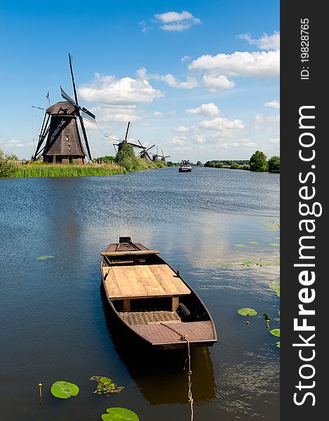 Windmill landscape at Kinderdijk The Netherlands