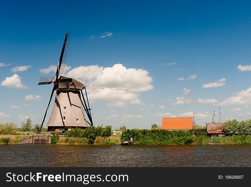 Windmill landscape at Kinderdijk near Rotterdam The Netherlands. Windmill landscape at Kinderdijk near Rotterdam The Netherlands