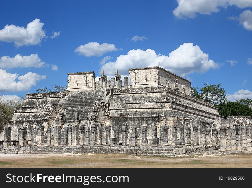 The Temple of the Warriors, at the ancient Maya site, Chichen Itza. The Temple of the Warriors, at the ancient Maya site, Chichen Itza