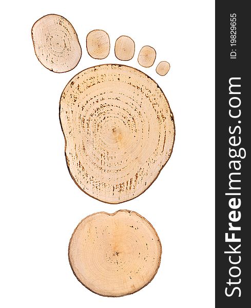 Footprint from cross sections on white background