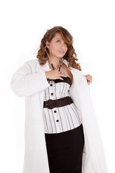 Woman Doctor Checking Heart Royalty Free Stock Photos Woman Doctor Checking Heart Royalty Free Stock Photos