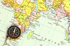 A Compass On A Map Royalty Free Stock Image A Compass On A Map Royalty Free Stock Image