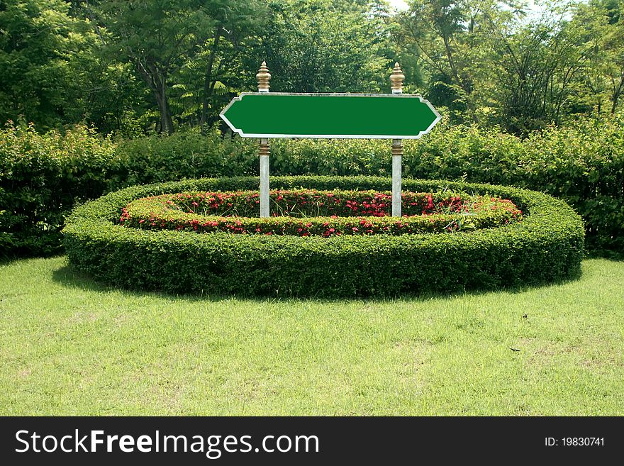 Place signs in the park.