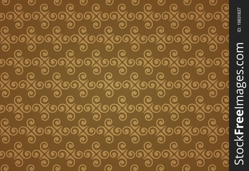 Fun seamless ornament wallpaper on brown background. Fun seamless ornament wallpaper on brown background.